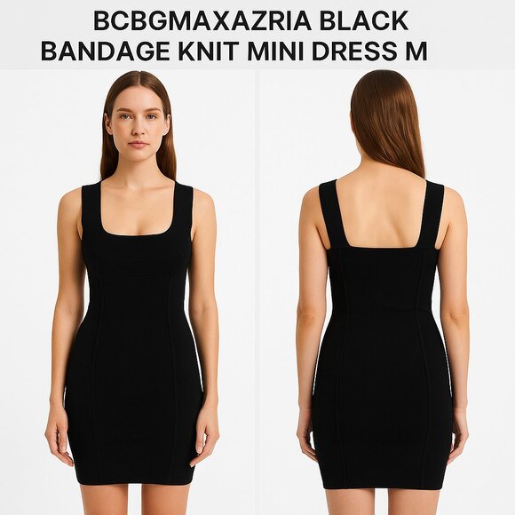 BCBGMAXAZRIA Black Bandage Knit Mini Dress M - Picture 1 of 8